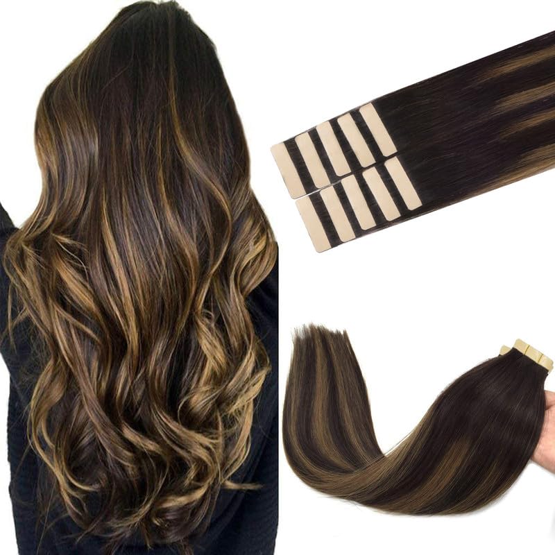 Extensions de cheveux GOO GOO 22 pouces en brun balayage, vue de face