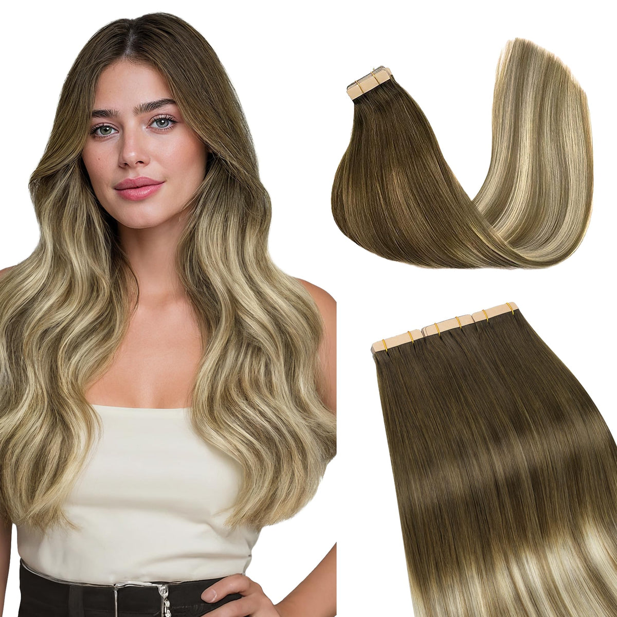 Extensions de cheveux GOO GOO 22in en balayage brun clair et blond