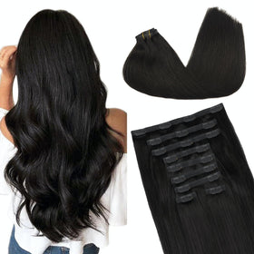 Extensions de Cheveux GOO GOO 24 pouces couleur #1B Noir Naturel vue de face