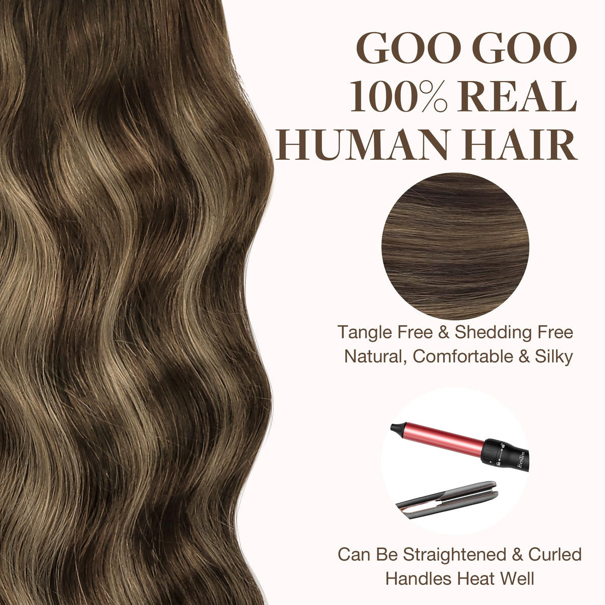Extensions de cheveux GOO GOO avec conseils d'entretien