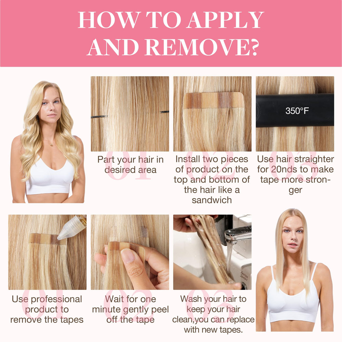 Extensions de cheveux GOO GOO avec reflets blonds perles