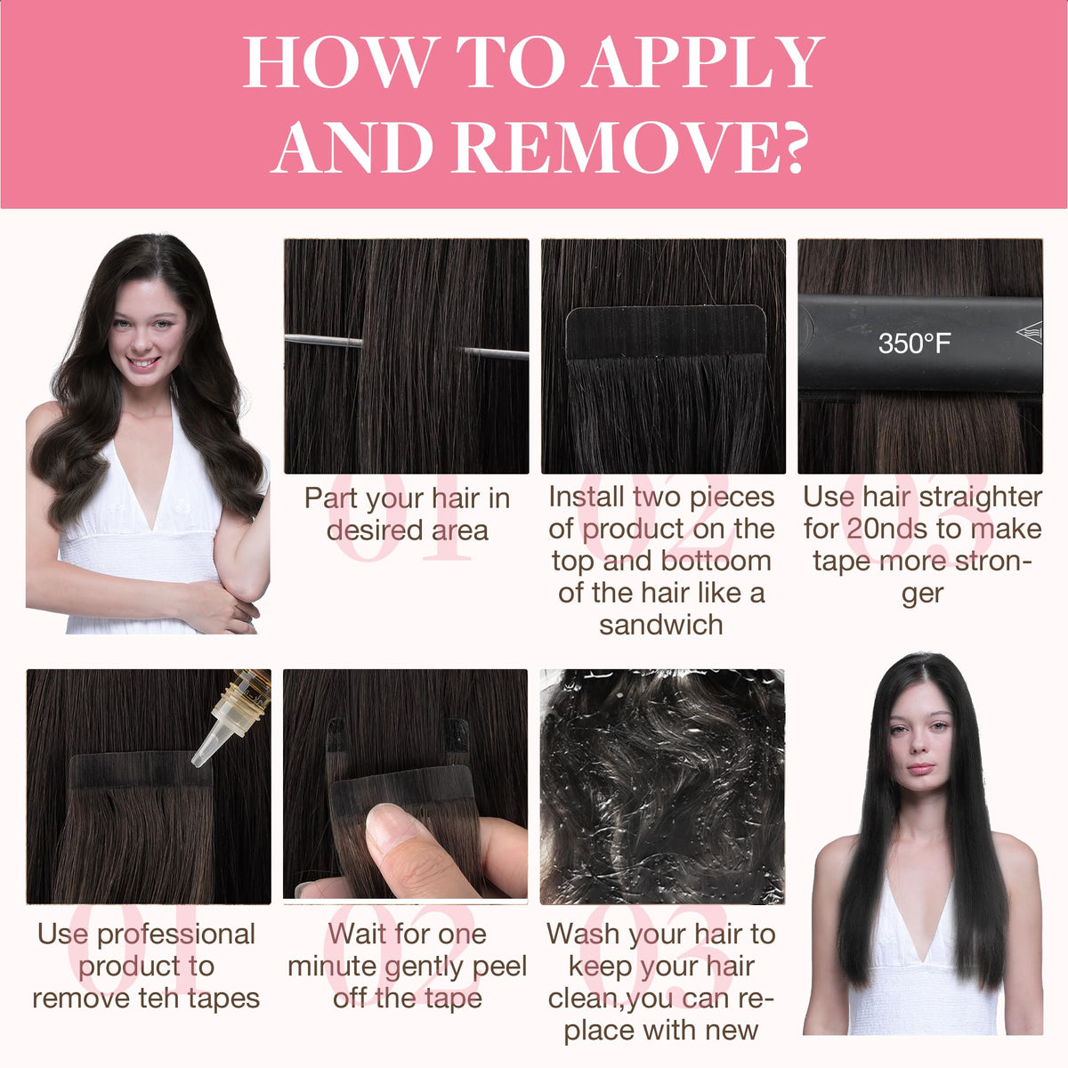 Extensions de cheveux GOO GOO avec un look naturel sur mannequin