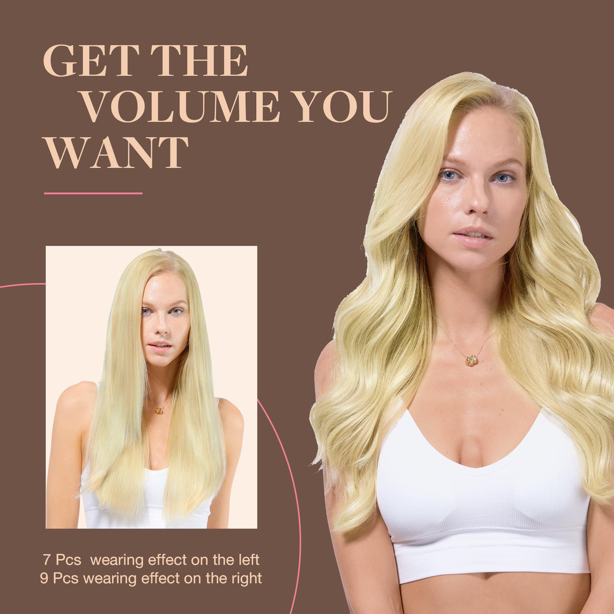 Extensions de Cheveux GOO GOO Clip-in 14 pouces avec reflets