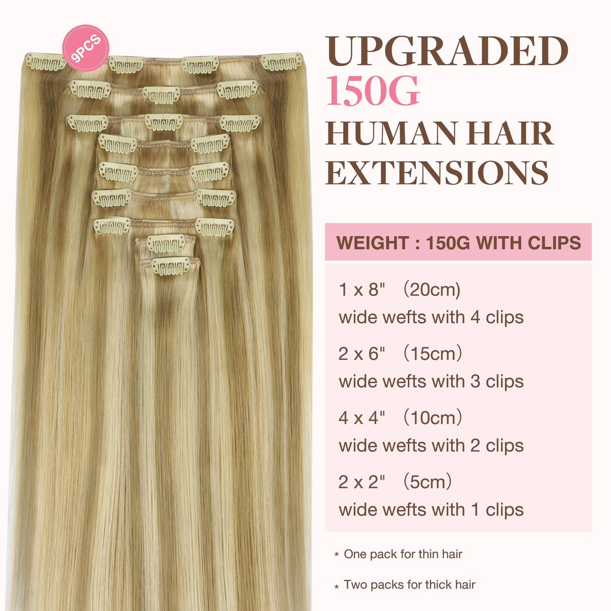 Extensions de Cheveux GOO GOO Clip-in 14 pouces vue des clips