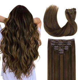 Extensions de cheveux GOO GOO clip-in 18 pouces couleur Brun Sucre