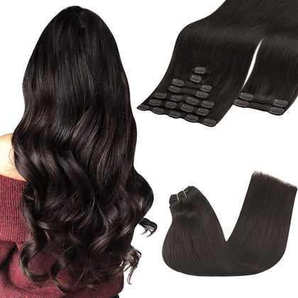 Extensions de cheveux GOO GOO Clip-in 20 pouces marron foncé vue de face