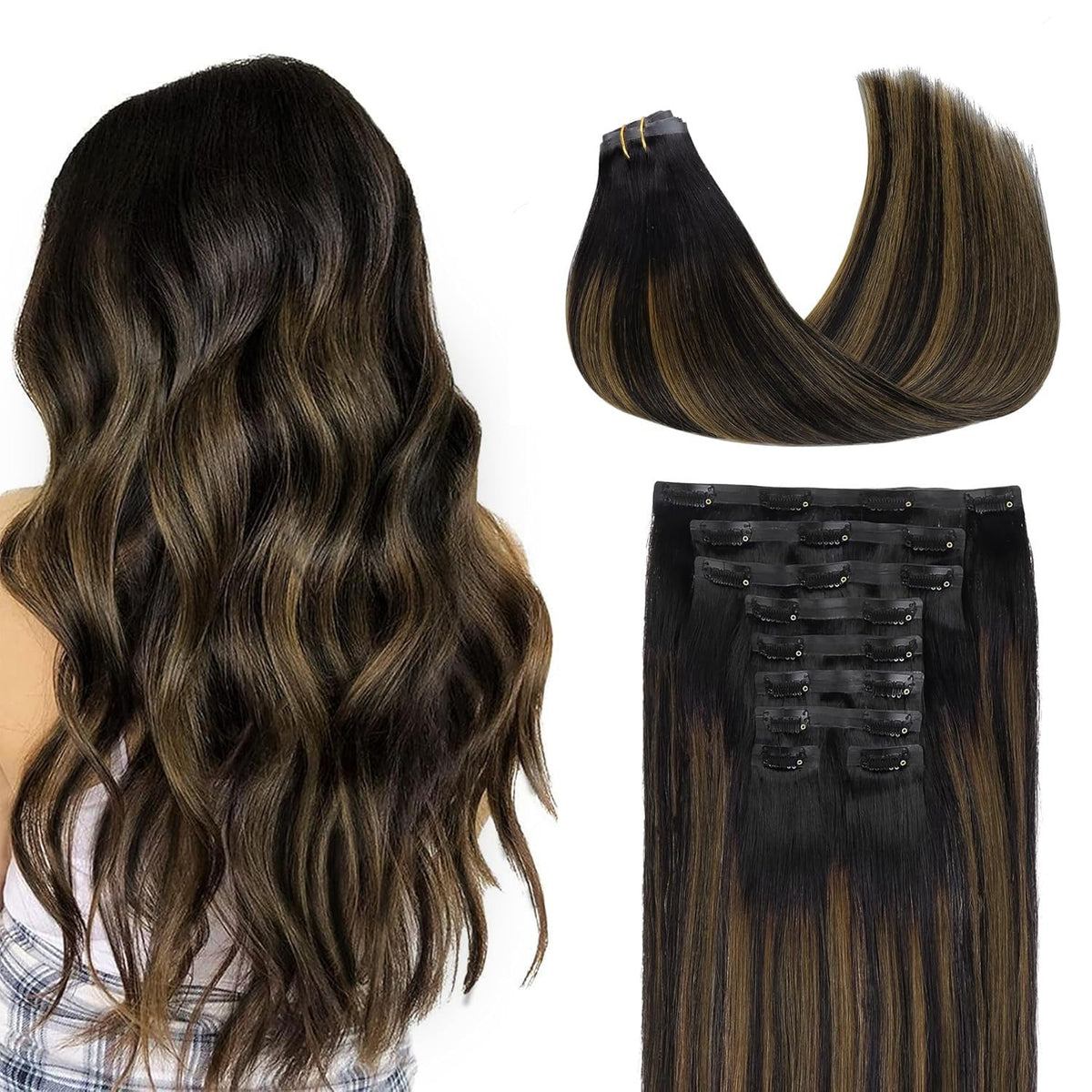 Extensions de cheveux GOO GOO clip-in 24 pouces couleur balayage