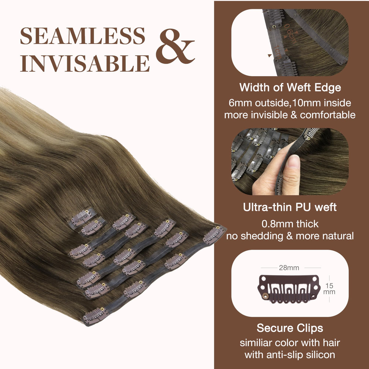 Extensions de cheveux GOO GOO couleur 3/8/613 balayage