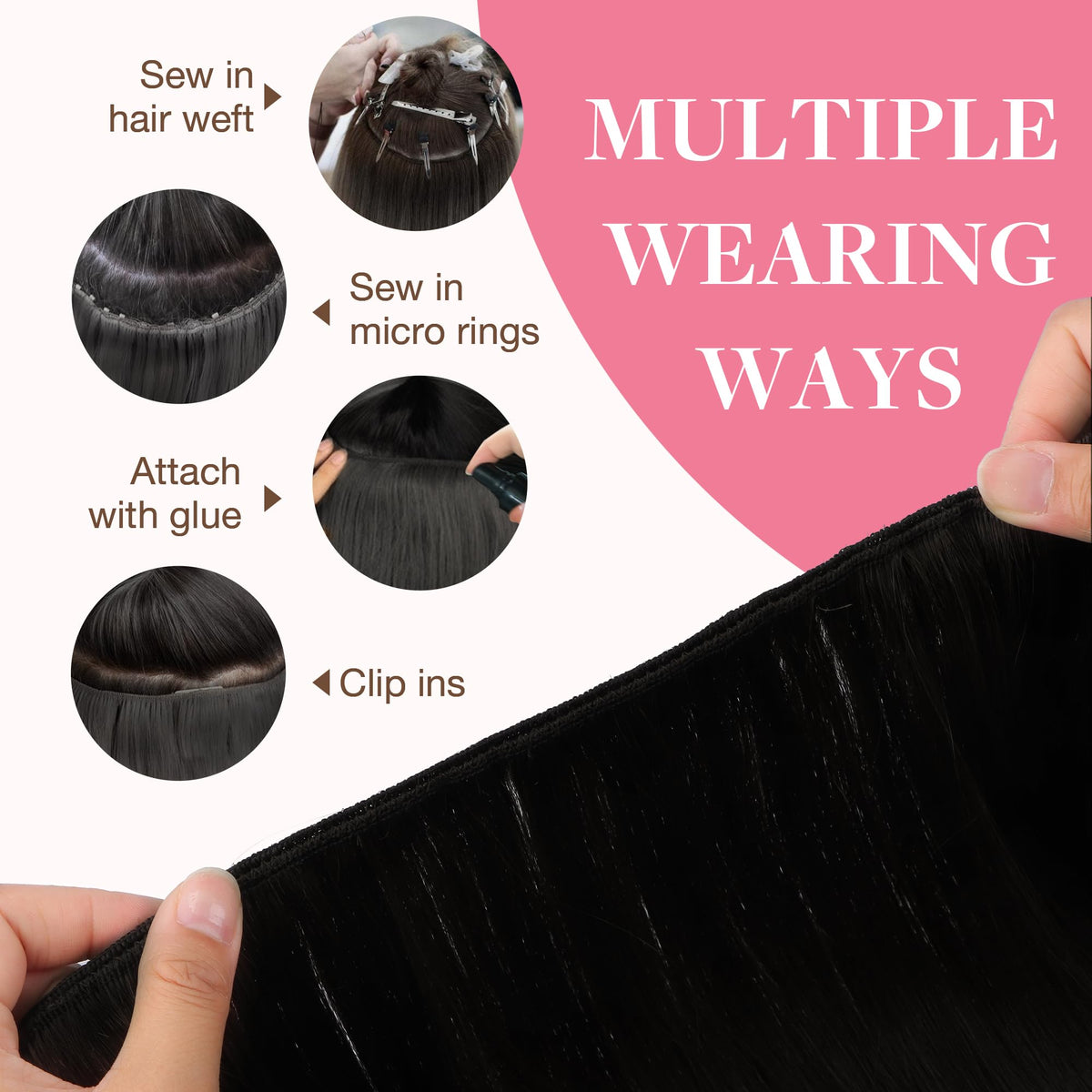 Extensions de cheveux GOO GOO, coupe personnalisable et ajustement
