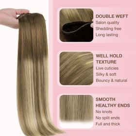 Extensions de cheveux GOO GOO en application sur des cheveux réels