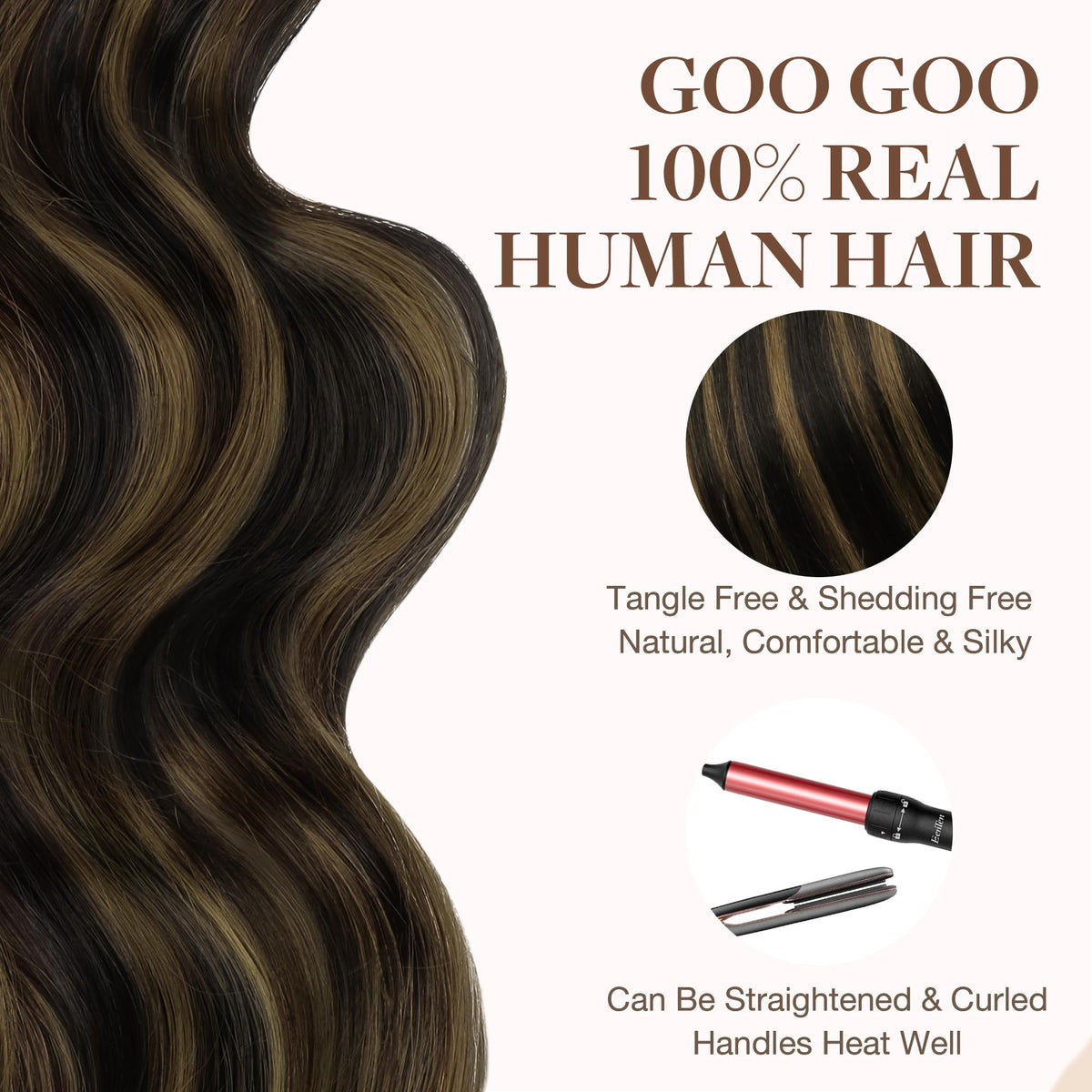 Extensions de cheveux GOO GOO en balayage naturel sur mannequin