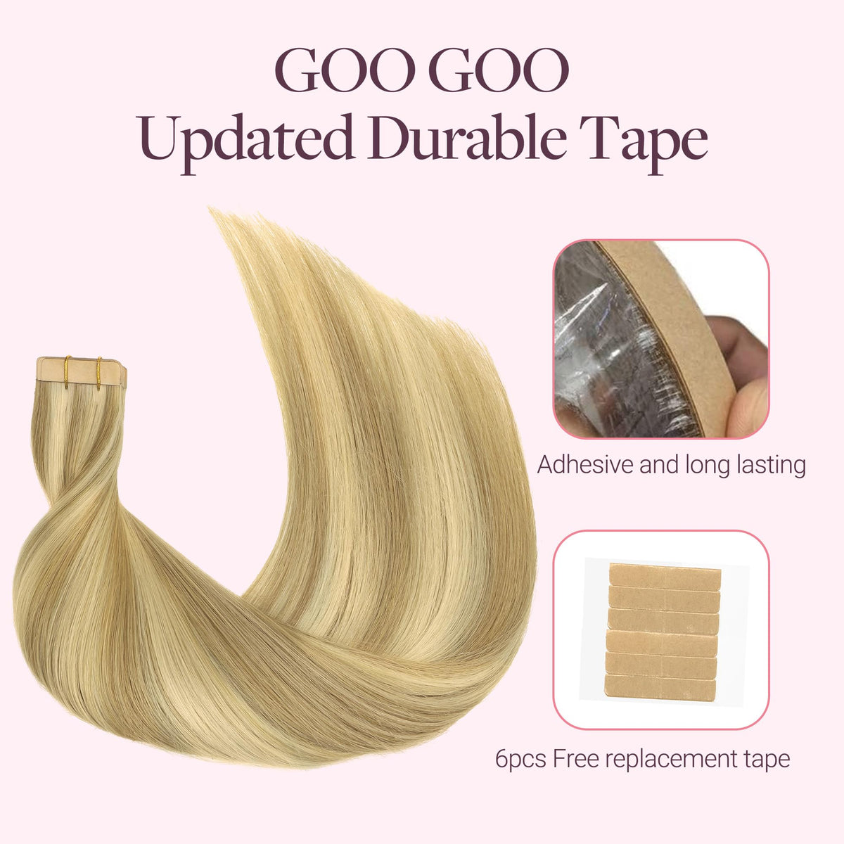 Extensions de cheveux GOO GOO en blond clair avec reflets