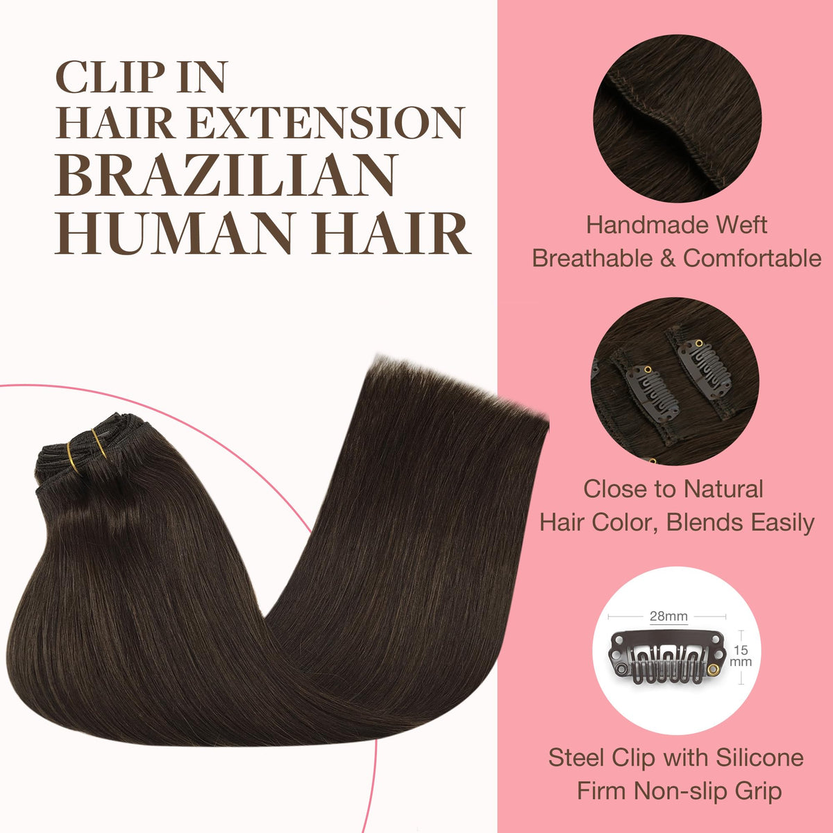 Extensions de cheveux GOO GOO en cheveux humains, présentation sur une table
