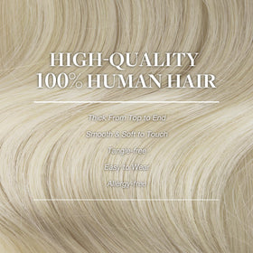 Extensions de cheveux GOO GOO en cheveux humains sur un fond neutre