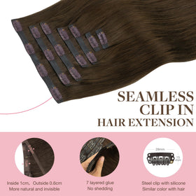 Extensions de cheveux GOO GOO en couleur chocolat brun sur fond blanc