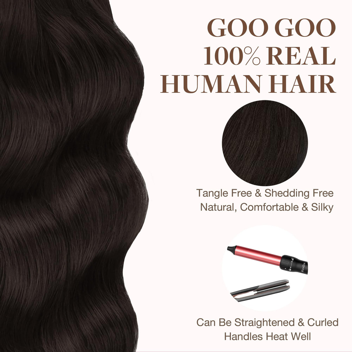 Extensions de cheveux GOO GOO mises en forme avec des boucles