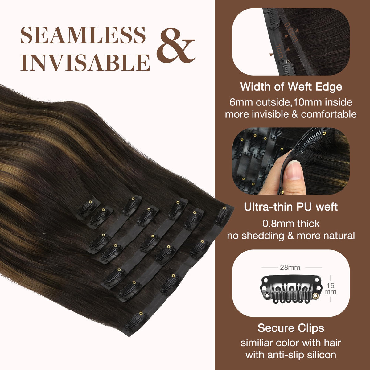 Extensions de cheveux GOO GOO montrant leur texture lisse