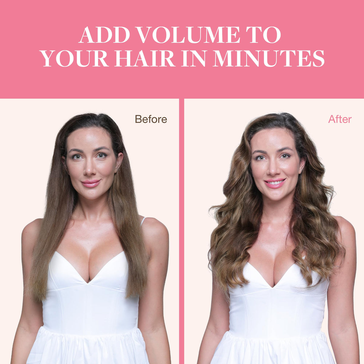 Extensions de cheveux GOO GOO posées sur un fond clair