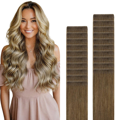 Extensions de cheveux GOO GOO Remy 18 pouces couleur châtaigne et blond