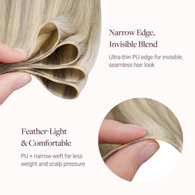 Extensions de cheveux GOO GOO sur un support en démonstration