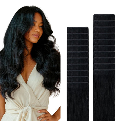 Extensions de cheveux GOO GOO Tape in 14 pouces noir jais, vue de face
