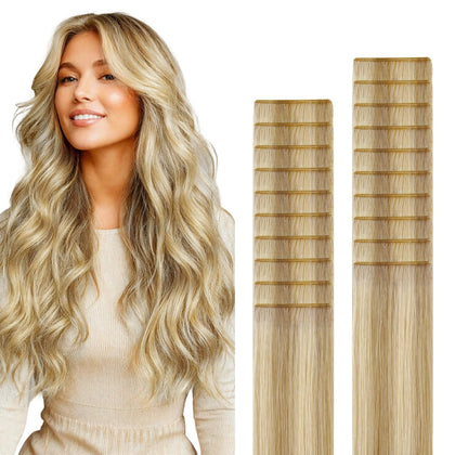Extensions de Cheveux GOO GOO Tape in 20 pouces Blond Clair vue de face