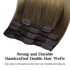 Extensions de cheveux hotbanana en couleur balayage sur un fond neutre
