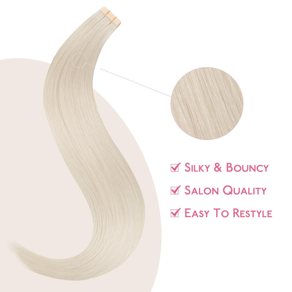Extensions de cheveux humains blonde platine Wennalife en usage sur mannequin