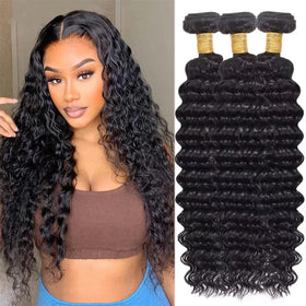 Extensions de cheveux humains bouclés profonds hetnear, paquet de 3 mèches