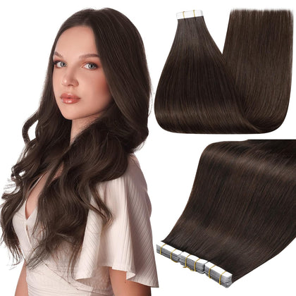 Extensions de cheveux humains Full Shine 22 pouces brun foncé vue de face