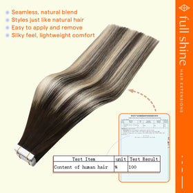 Extensions de cheveux humains Full Shine en châtain blond sur un fond neutre