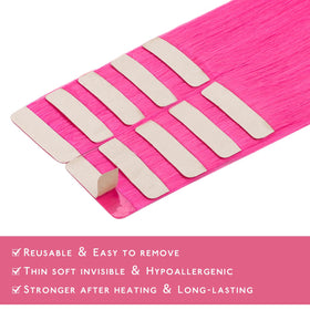 Extensions de cheveux humains rose fluo en usage