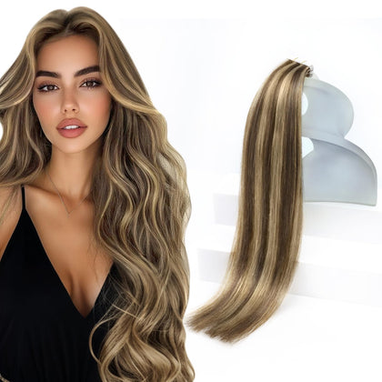 Extensions de cheveux humains Sunny Hair 18 pouces marron vue de face