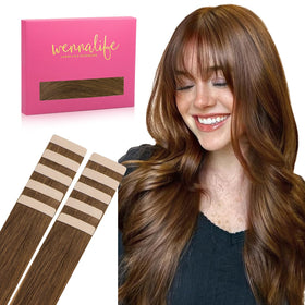 Extensions de cheveux humains Wennalife 16 pouces châtain clair vue de face
