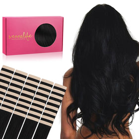 Extensions de cheveux humains Wennalife 20 pouces noir jais vue de face
