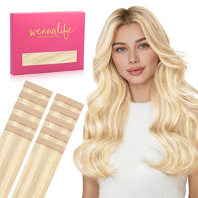 Extensions de cheveux humains Wennalife Balayage Blond Platine vue de face