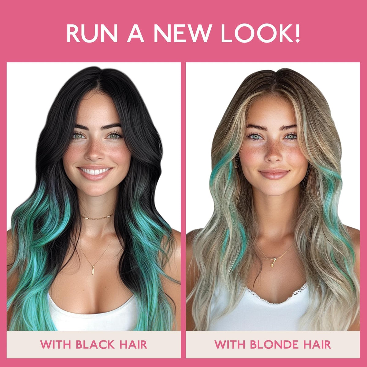 Extensions de cheveux humains Wennalife en Teal Green sur un fond neutre