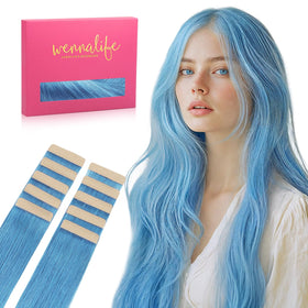 Extensions de cheveux humains Wennalife SkyBlue 14 pouces, vue avant