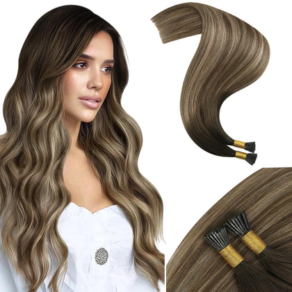 Extensions de cheveux I Tip Moresoo 18 pouces couleur ombre miel vue de face
