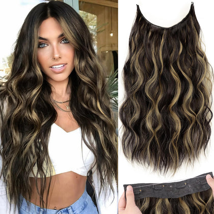 Extensions de cheveux KooKaStyle avec clips et fils invisibles, vue de face