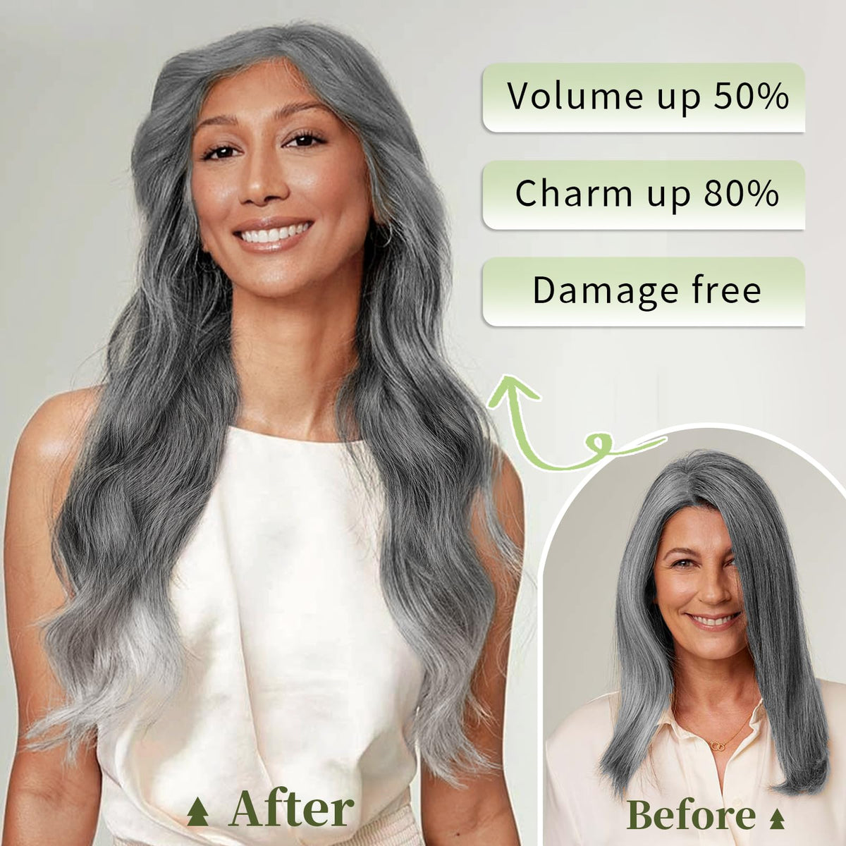 Extensions de cheveux KooKaStyle avec fil invisible, vue de côté