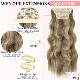 Extensions de cheveux KooKaStyle en balayage blond foncé, enroulées