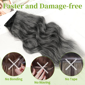Extensions de cheveux KooKaStyle en gris, portées comme un bandeau