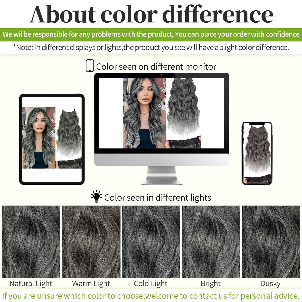 Extensions de cheveux KooKaStyle en gris, vue arrière
