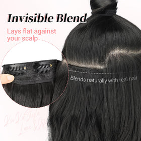 Extensions de cheveux KooKaStyle étalées sur une surface, montrant les différentes largeurs