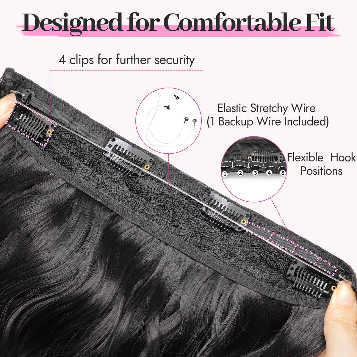 Extensions de cheveux KooKaStyle portées sur un mannequin