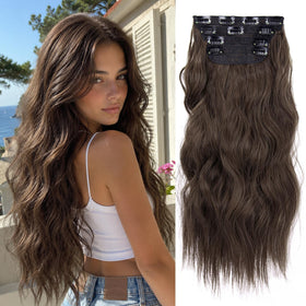 Extensions de cheveux LEEONS 20 pouces châtaigne vue de face