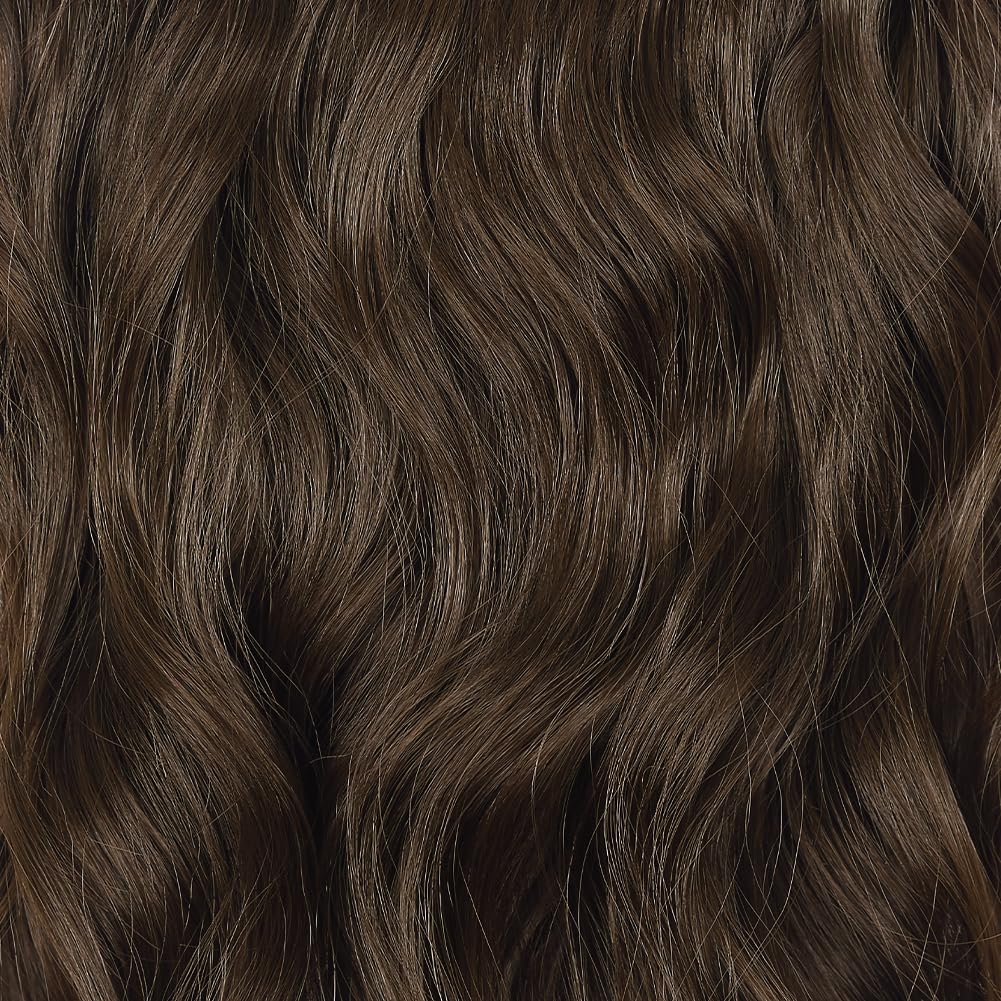 Extensions de cheveux LEEONS en châtaigne sur un fond neutre