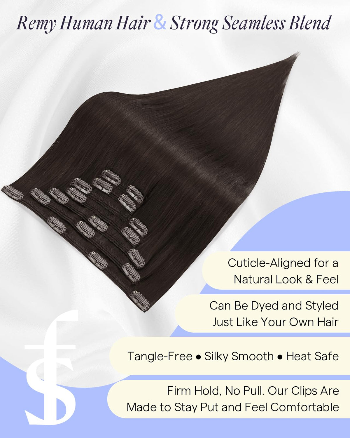 Extensions de cheveux marron foncé dans un style élégant