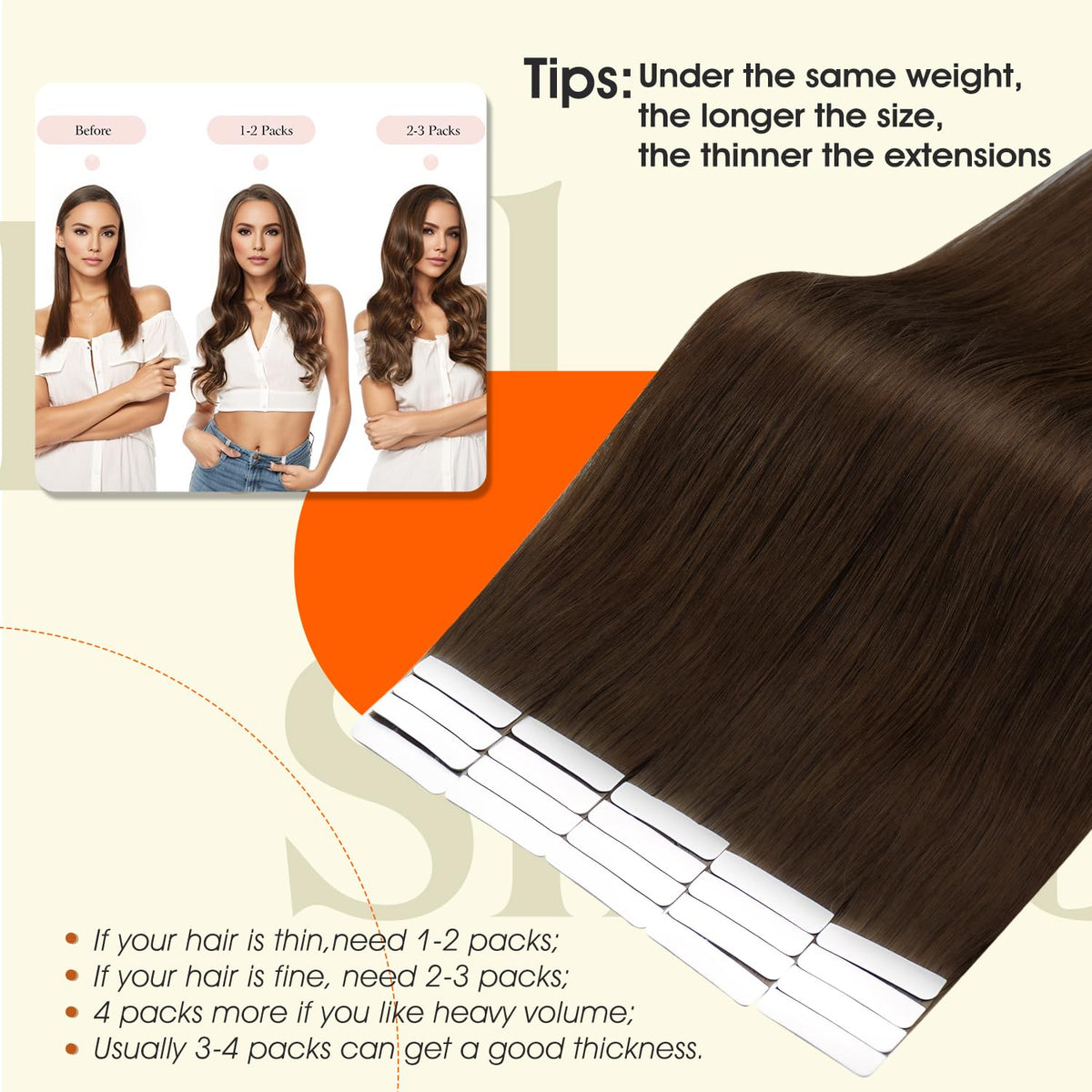 Extensions de Cheveux Marron Moyen lors de l'application